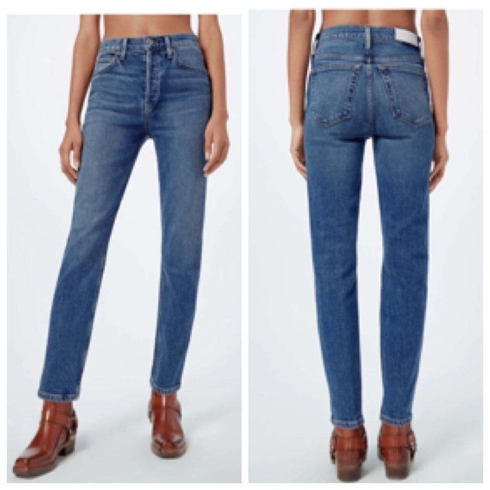 RE/DONE Originals Ankle Crop Jeans Women's 25 Mid70s Blue High Rise Vintage Slim